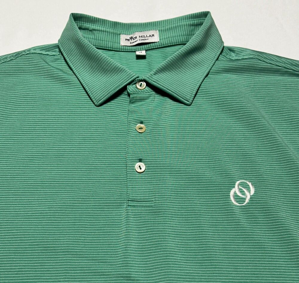 Peter Millar Summer Comfort Performance Golf Polo Striped Men’s XL Shirt LOGO
